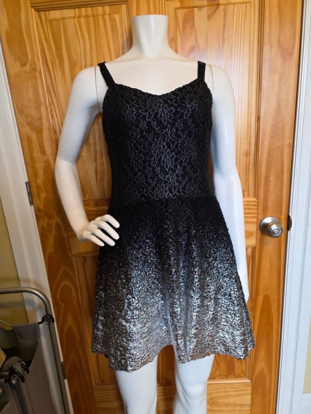 💙 91. Free People Size Large Reflected Moonlight Metallic Foil Ombre Dress